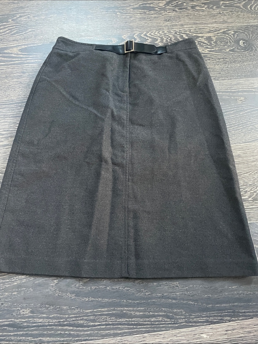 Classic grey straight Women's Skirt with Belt
